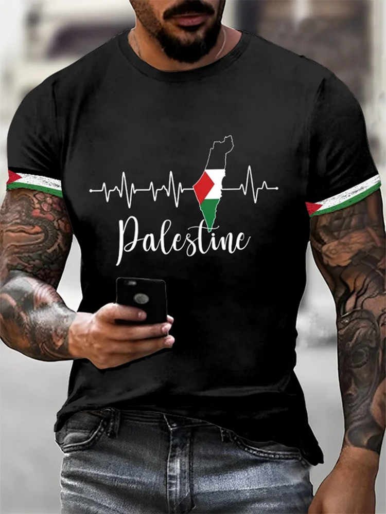 Men's Hope Peace Forever And Palestinian Freedom Print Casual T-Shirt