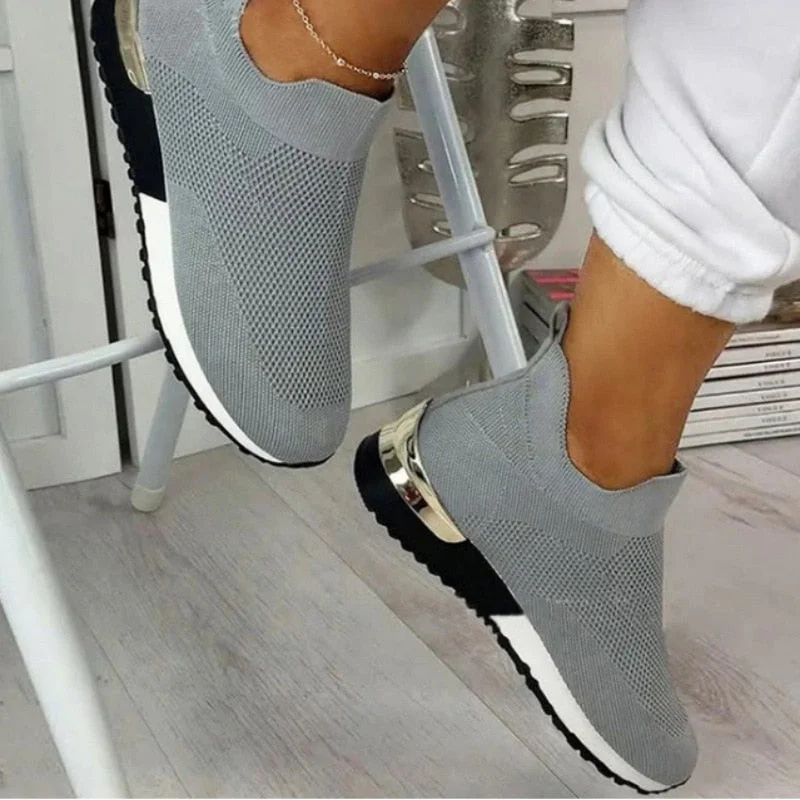 Solid Color Knit Women Shoes Ladies Slip-On Vulcanized Sneakers Casual Sport Walking Running Mujer Shoes