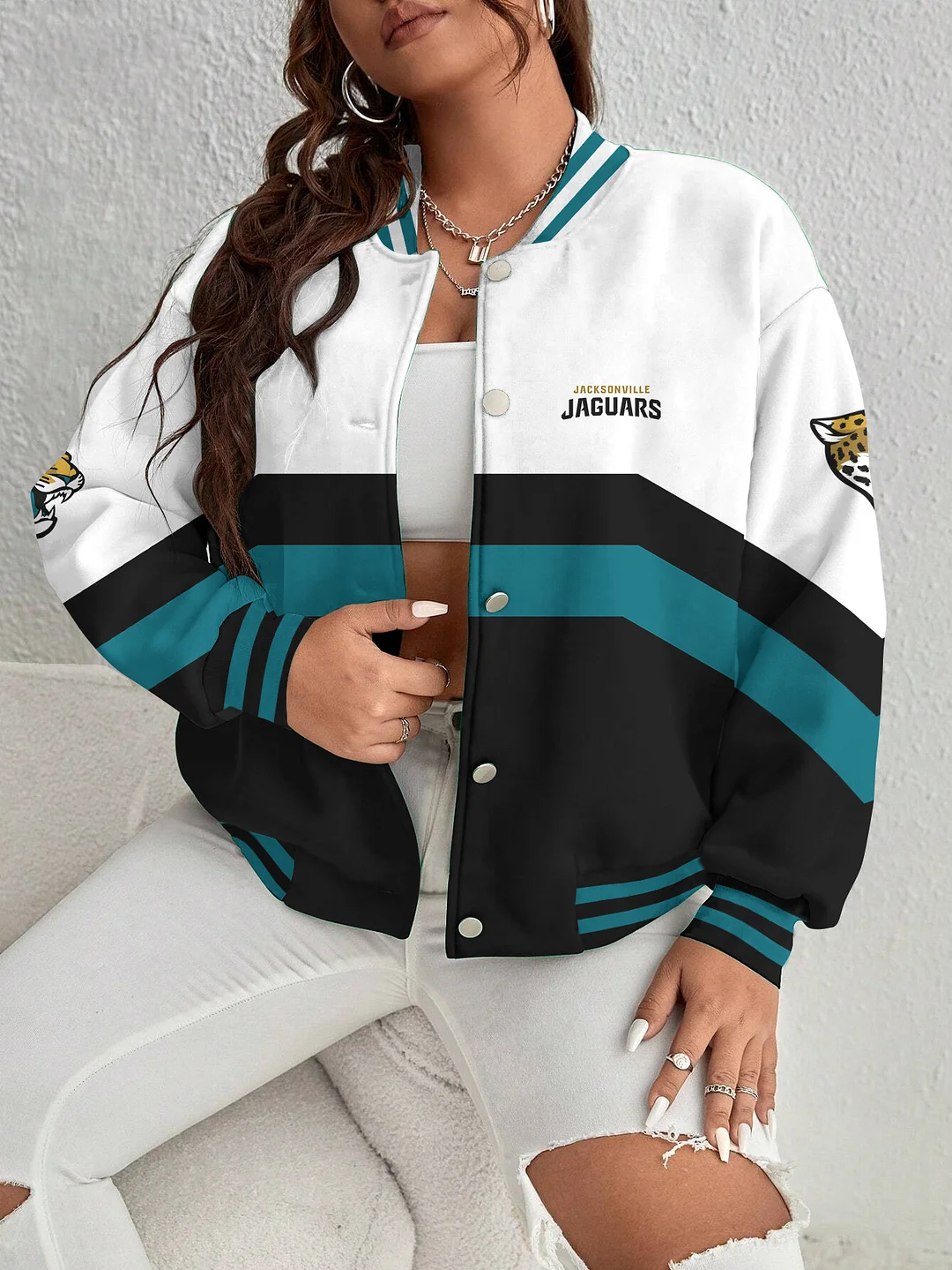Jacksonville Jaguars Women's Long Pass Full- Snap Casual Jacket