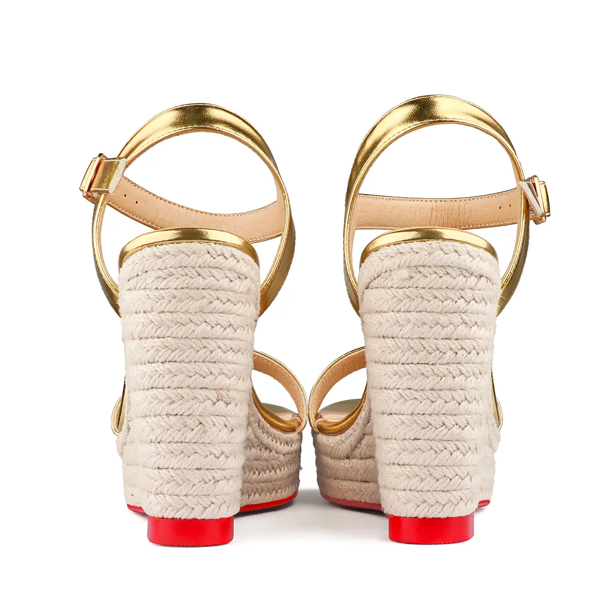115mm/4.5" Women's Fashion Platform Wedge Sandals Heeled Buckle Shoes Red Bottom Sandals-vocosishoes