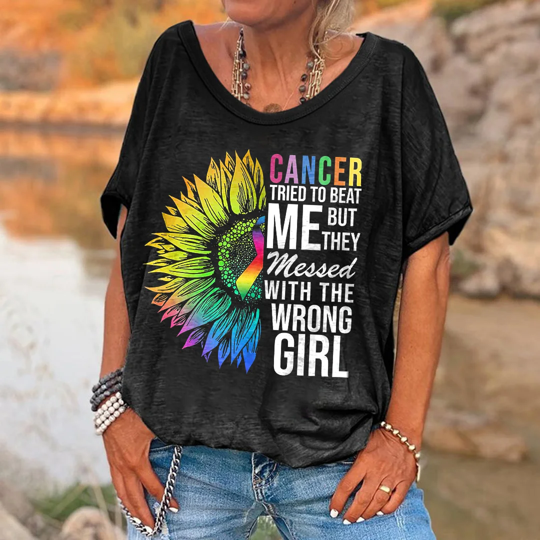 Cancer Survivor Shirt Cancer Tried To Beat Me But They Messed With The Wrong Women's T-shirt