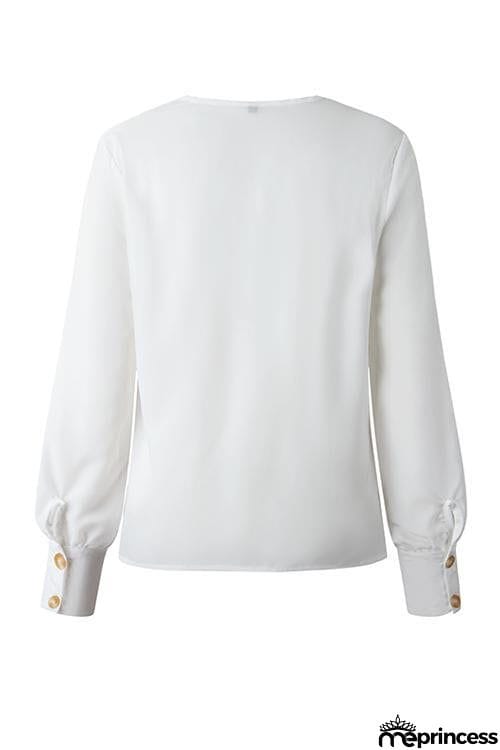 Button Puff Sleeve Shirt