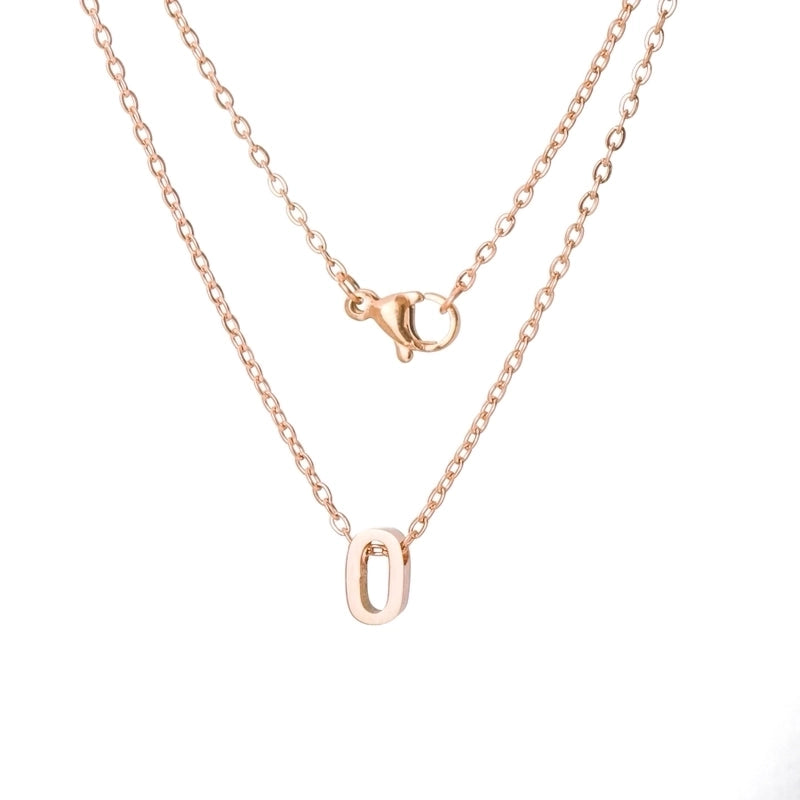 Stainless Steel Rose Gold Plated Minimalist Letter None Pendant Necklace