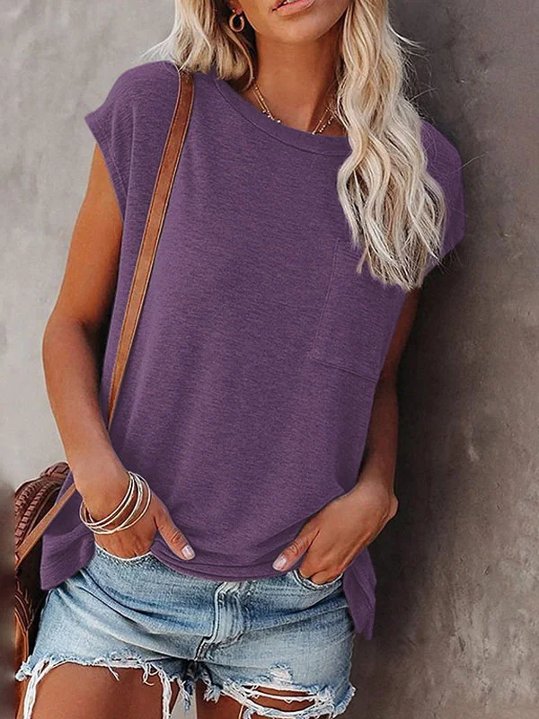 Loose Round Neck Cotton Sweat Absorbent Women Short Sleeves