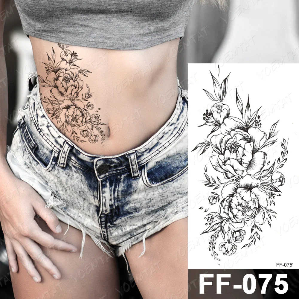 Sdrawing Temporary Tattoo Sticker Henna Mehndi Totem Flash Tatto Lotus Flower Hand Fingers Body Art Arm Fake Tatoo Men Women