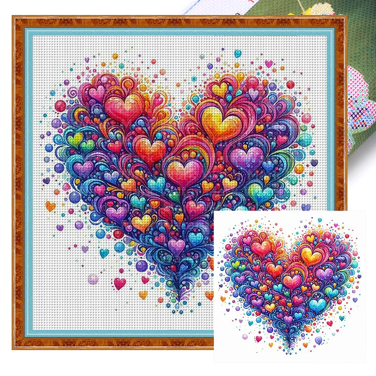 【Huacan Brand】Love 18CT Stamped Cross Stitch 40*40CM