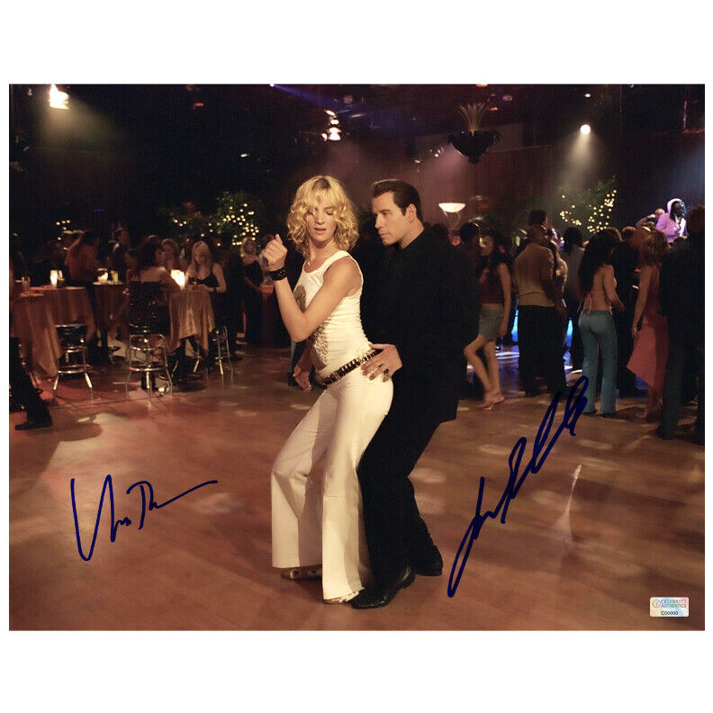 Uma Thurman and John Travolta Autographed Be Cool 11x14 Scene Photo Poster painting