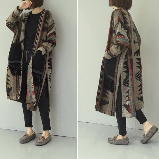 Women Ethnic Style  Split Coat With Pockets