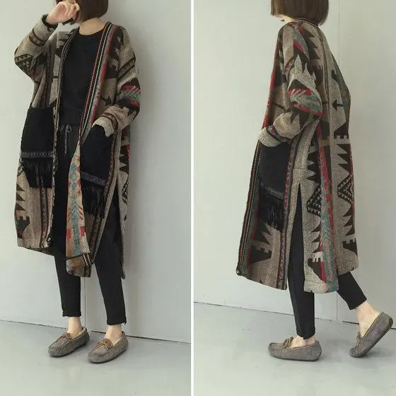Women Ethnic Style  Split Coat With Pockets
