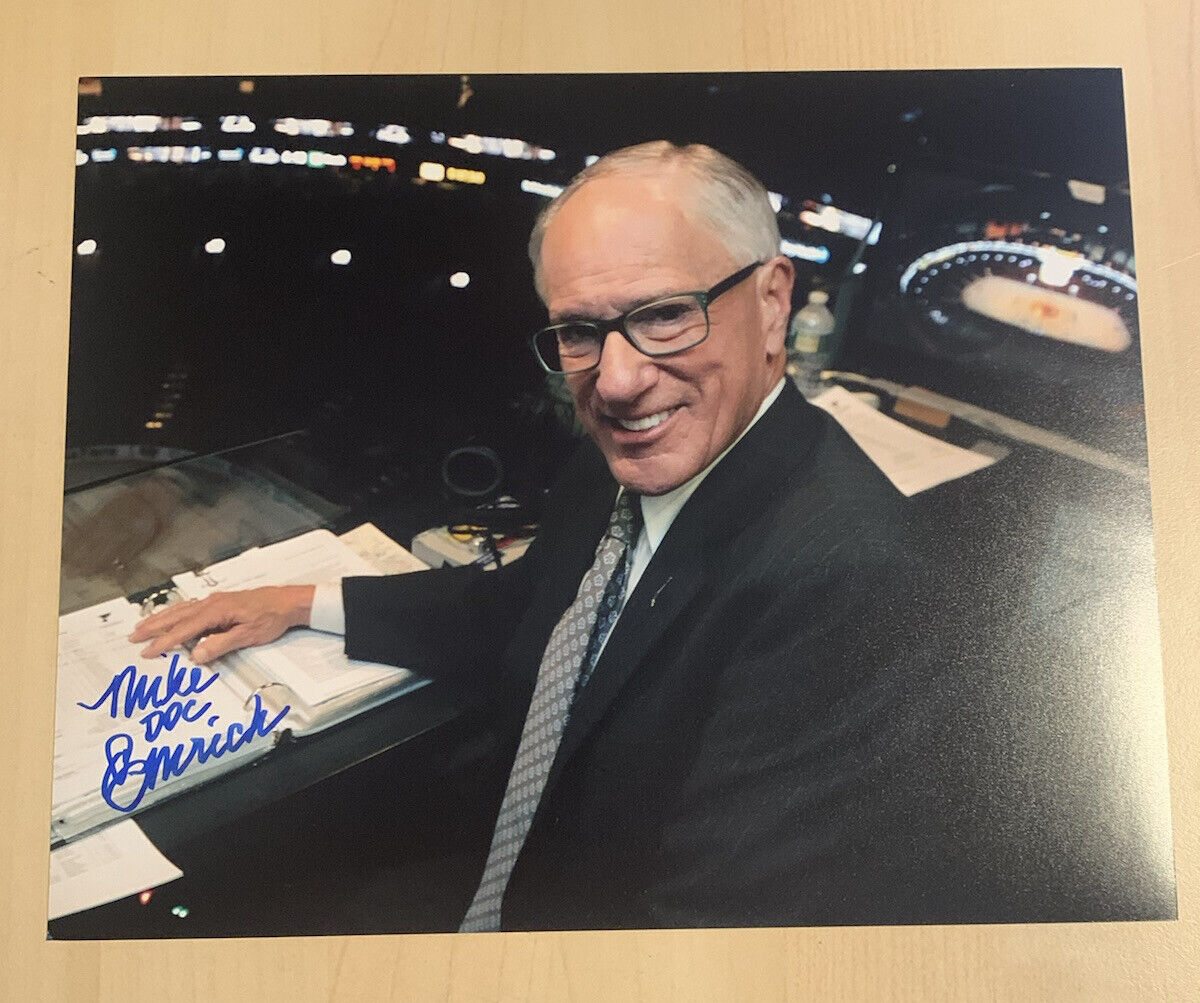 MIKE DOC EMRICK HAND SIGNED 8x10 Photo Poster painting HOCKEY BROADCASTER LEGEND AUTOGRAPHED COA