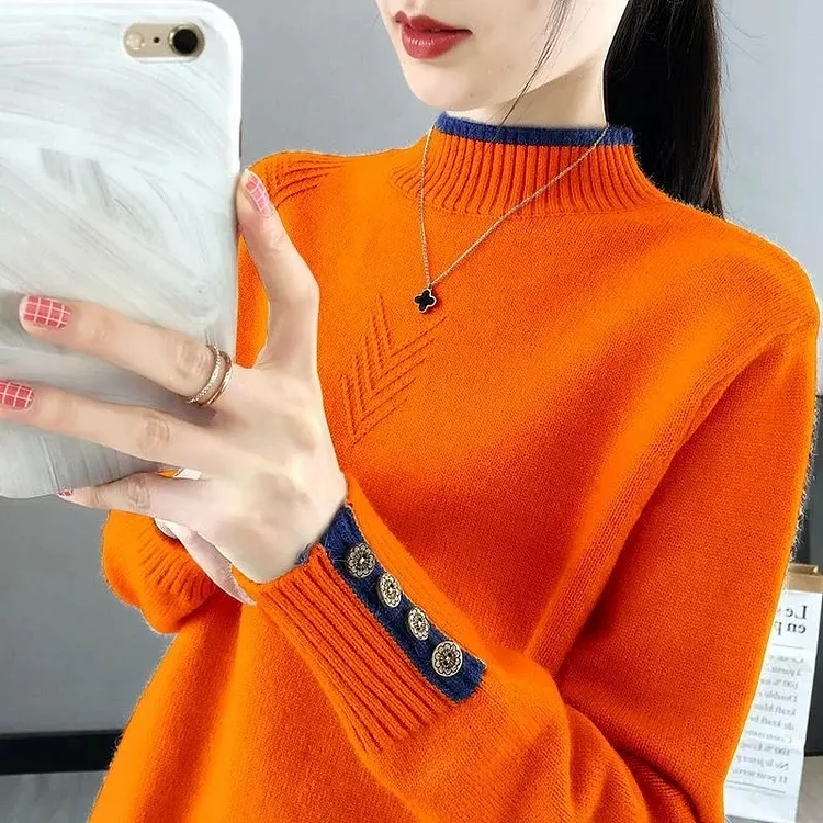 boyshy Women Cashmere Sweater Slim Soft Knitted Jumpers Mockneck Pullovers Solid T - Shirts Semi - Turtleneck Sweaters Women Winter