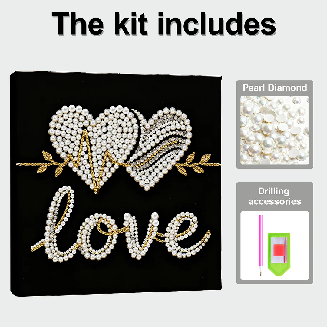 LOVE DIY Pearl Art Diamond Painting Kit for Adults Home Decor 25x25cm With Frame
