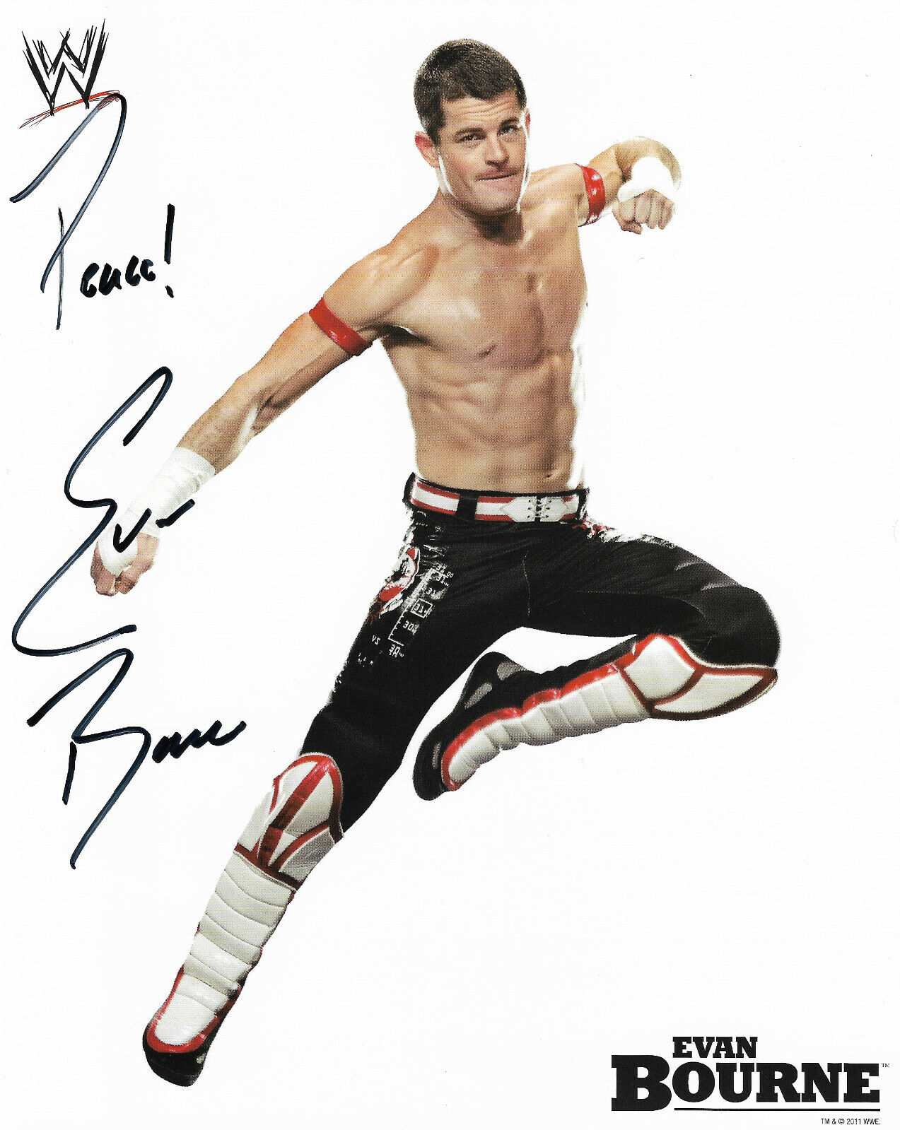 WWE EVAN BOURNE HAND SIGNED 8X10 UNRELEASED PROMO Photo Poster painting WITH PROOF AND COA