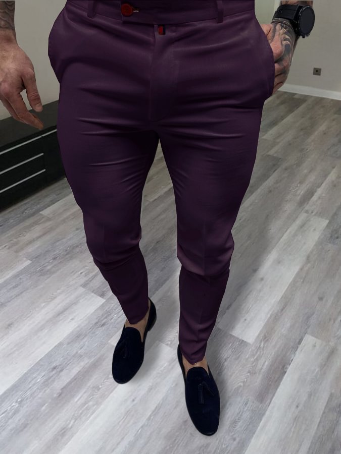 Men's Elegant Dark Purple Pants