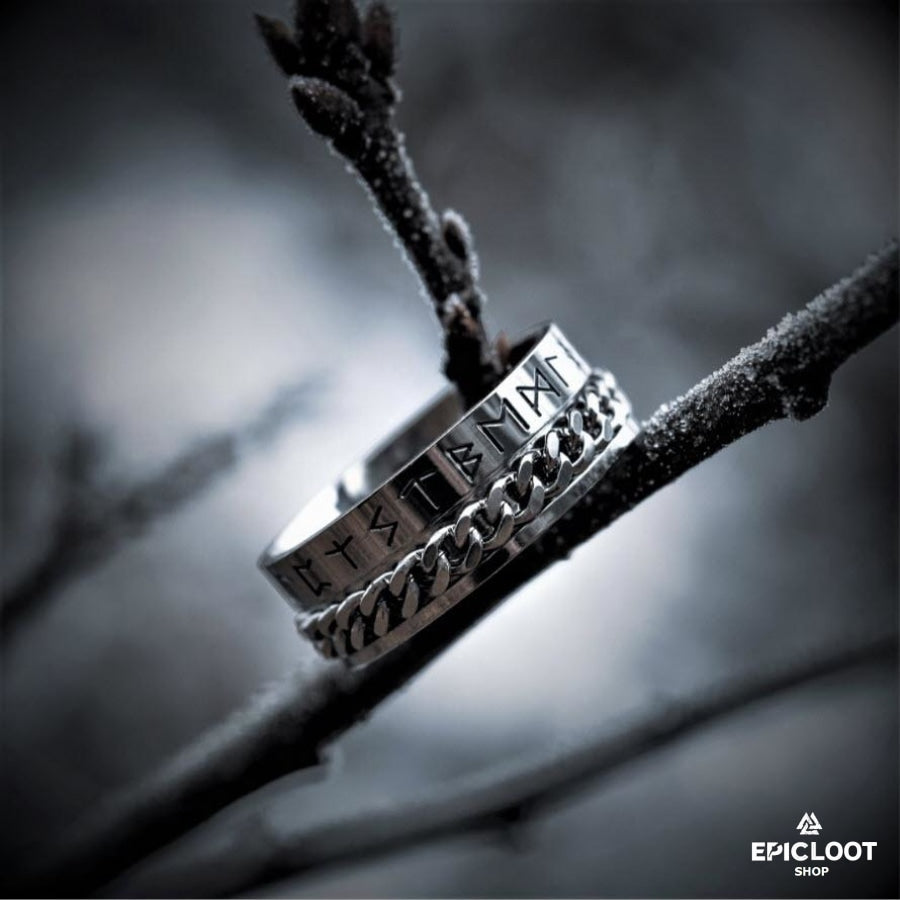 Silver Runic Rotating Ring