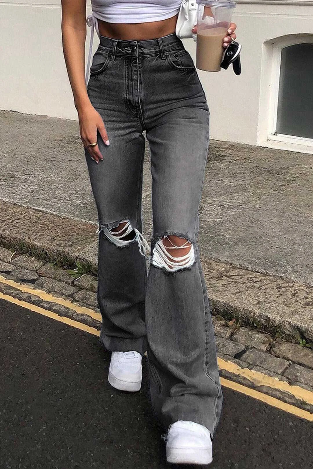 Autumn Fashion Women&#39;s Jeans Y2K High Street Waist Denim Ripped Trousers Baggy Jeans Young Loose Women&#39;s Classic Pants for Girls