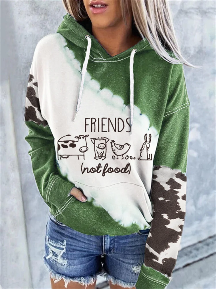 Vefave Lovely Animals Friends Not Food Tie Dye Hoodie
