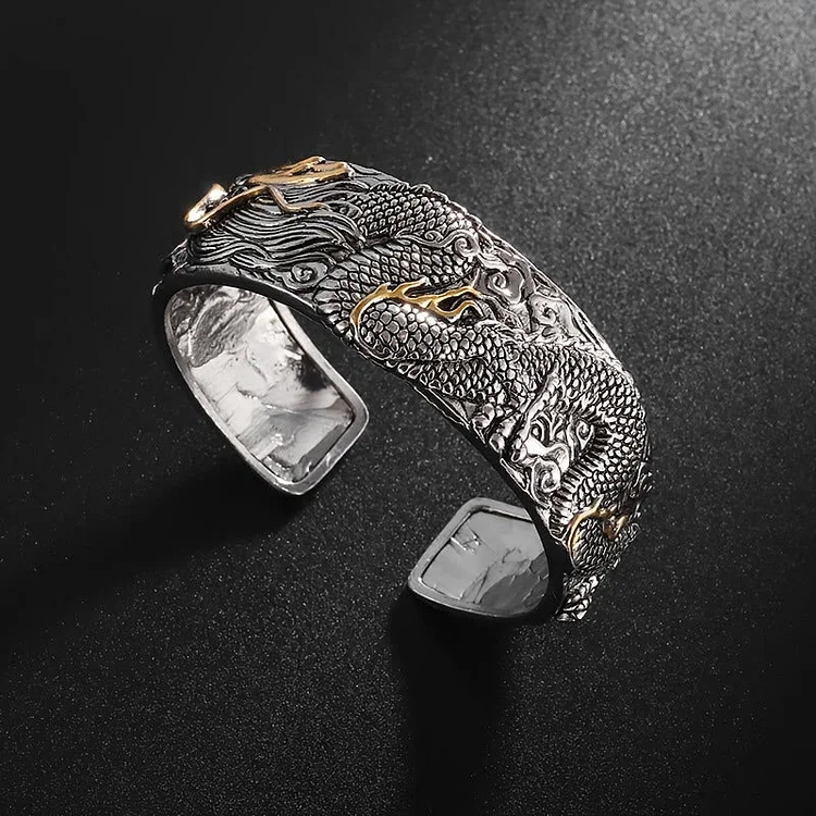 Coutureaura Carved Dragon Beast Domineer Open Bracelet