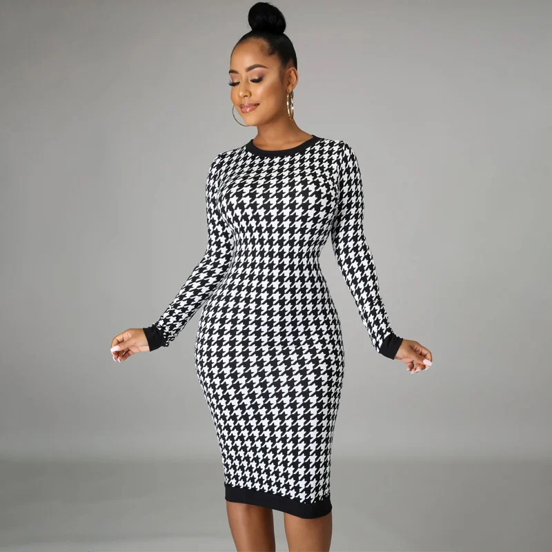 Ueong Ueong Spring 2023 New Long-Sleeved Round Collar Back Hollow Print Temperament Slim Skirt
