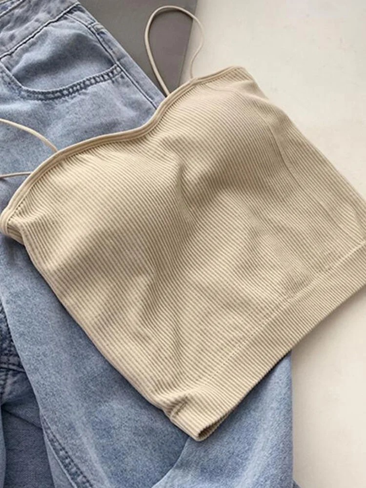 Women Crop Top 2023 Summer One Shoulder Sleeveless Backless Vest Tanks Tops