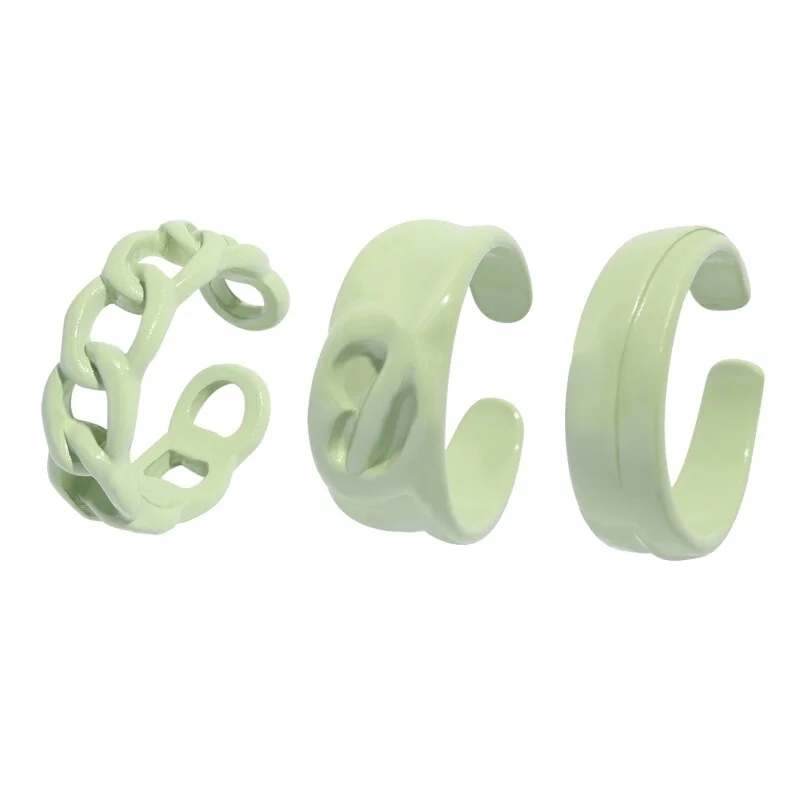 Dvacaman 2021 New INS Trendy Colorful Dripping oil Geometric Rings Candy Color Hand Painted Irregular Open Rings Female Jewelry