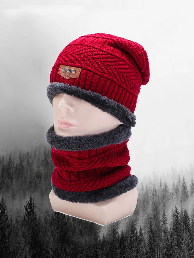 Furry Lining Knitted Hat With Scarf in  mildstyles