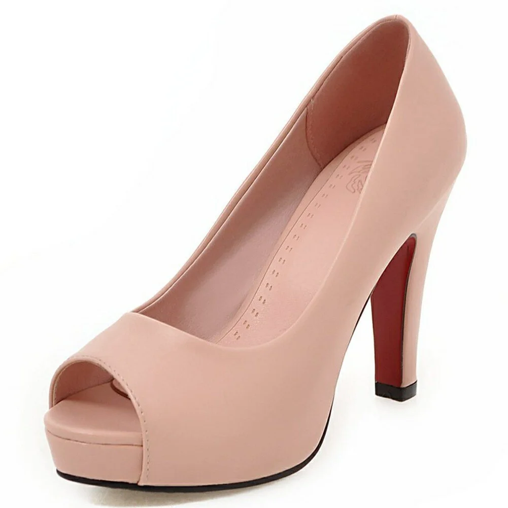 Qengg 2020 Spring Autumn Elegant Solid Pumps Women Big Size 32-43 Shallow slip-on Platform High Heels Ol Shoes Woman