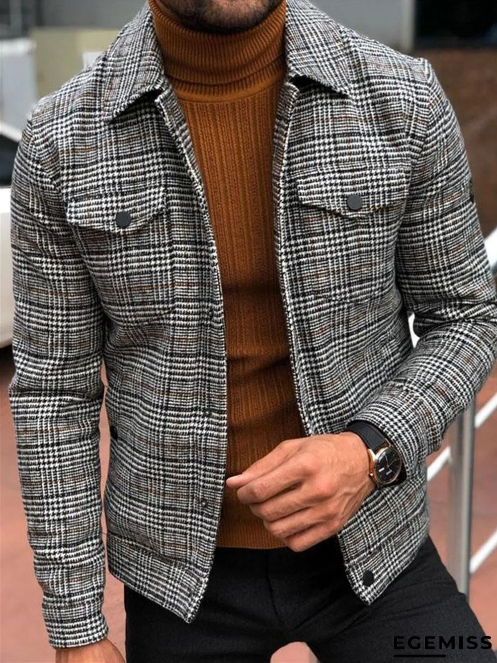 Casual Fashion Plaid Men's Jacket | EGEMISS