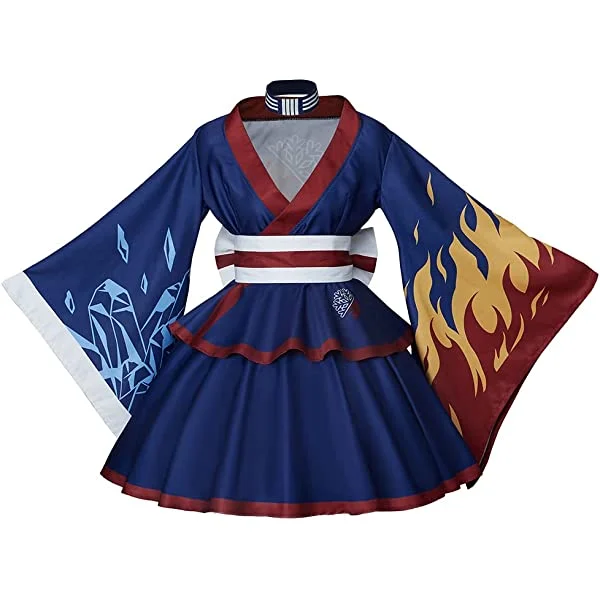 Anime My Hero Academia Hero  Battle Lolita Kimono Dress Cosplay Costume