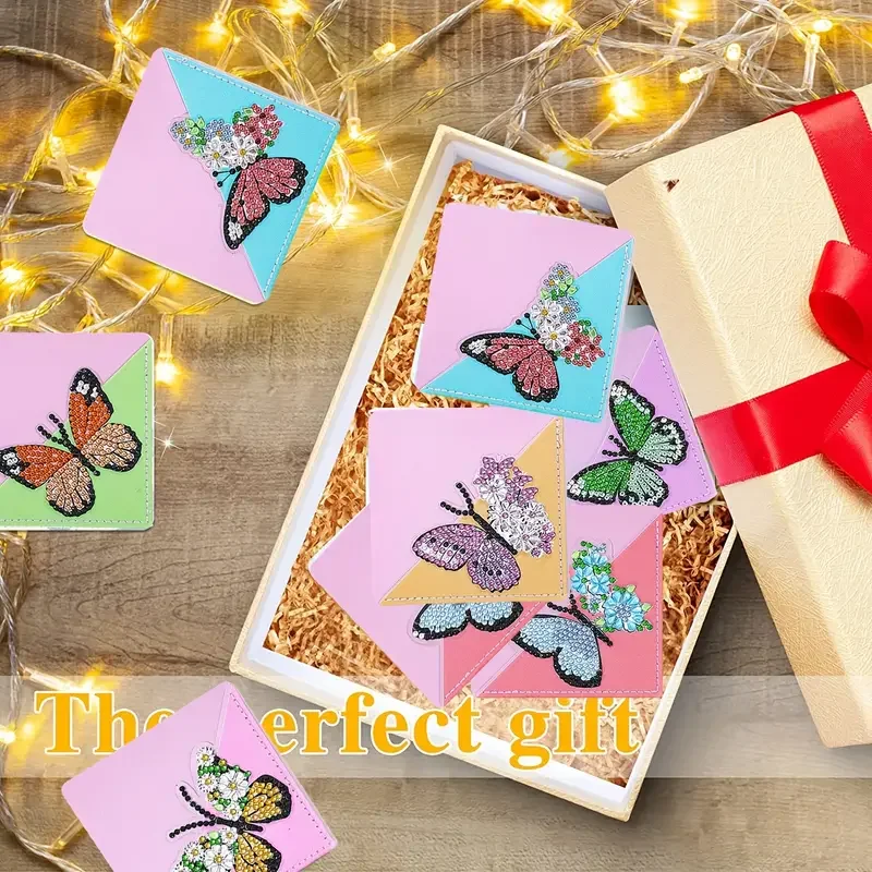6pcs Butterfly DIY Page Book Marks Handmade 5D Triangle for Beginner Adults Kids
