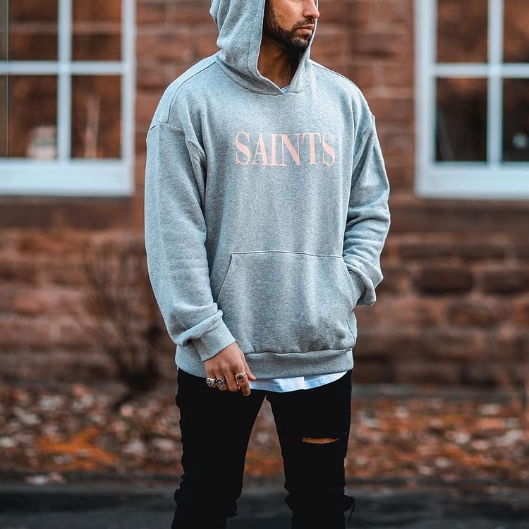 Blue Hoodie Mens Vintage basic long sleeve sweatshirt
