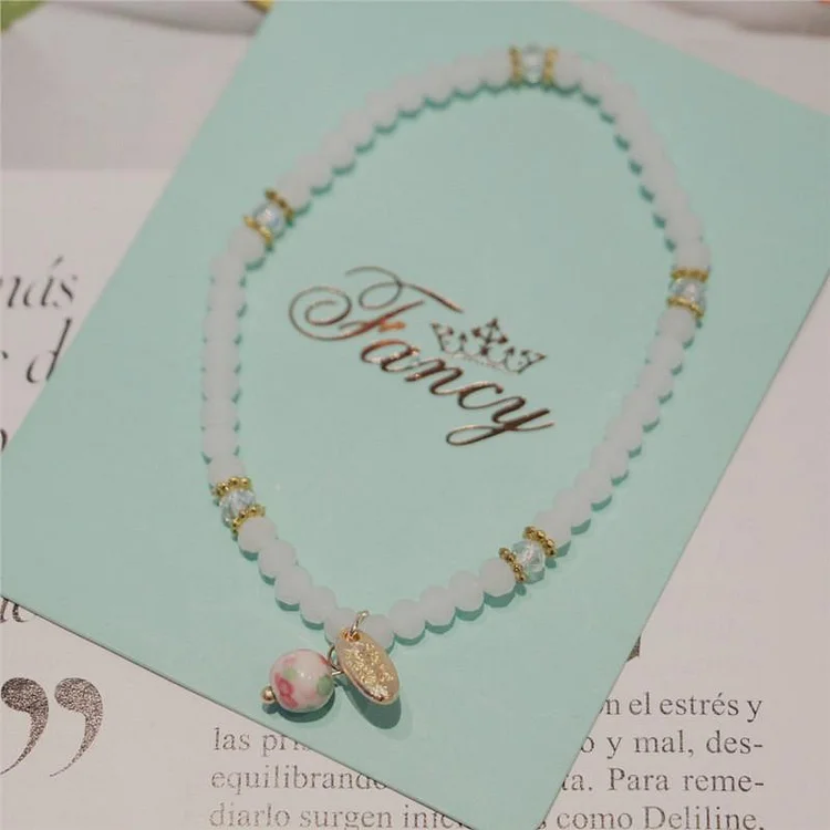 Natural Stone Powder Crystal Cartoon Bracelet