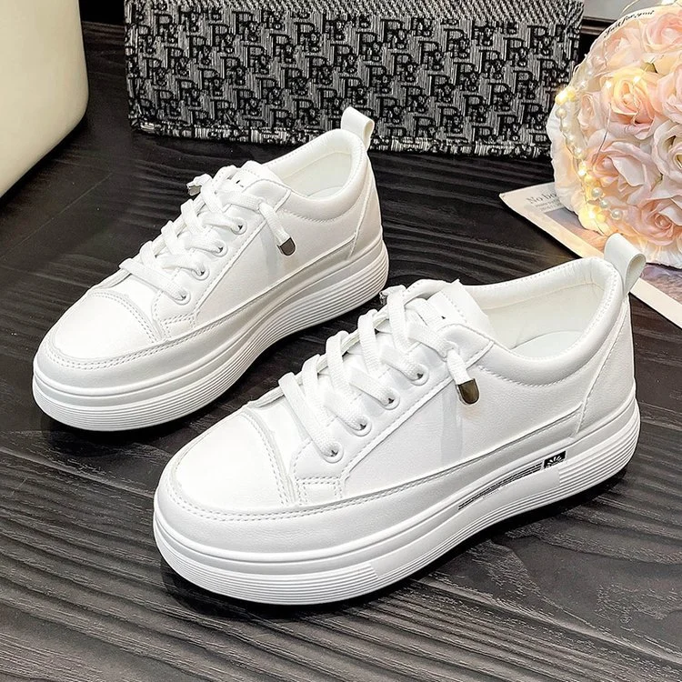 Churchf Churchf Summer New Platform Platform Small White Shoes Women Round Head Lace Up Lightweight Leather Surface Casual Sports Shoes Women