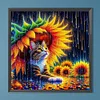 Diamond Painting-DIY Full Round Drill Cat Sunflower(40*40 CM)