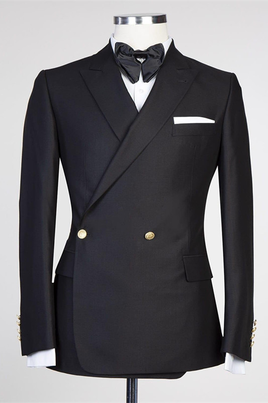 Bellasprom Black Peaked Lapel Wedding Suit For Men Bellasprom