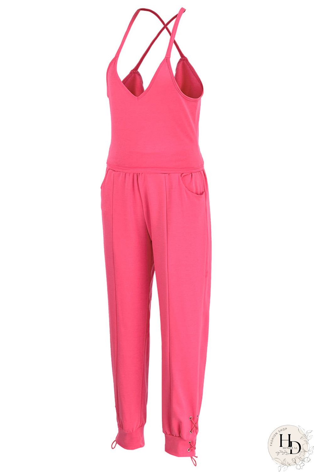 Red Casual Solid Split Joint Spaghetti Strap Sleeveless Two Pieces