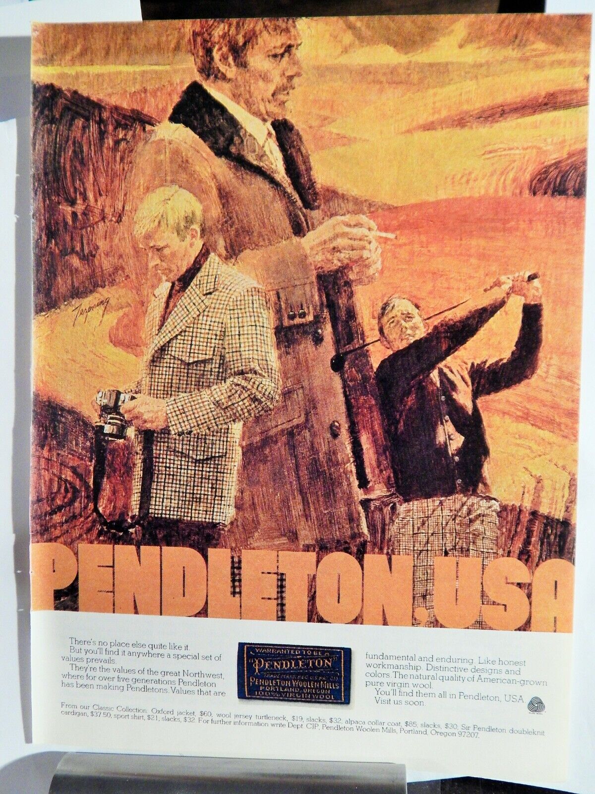 PENDLETON USA CLASSIC MENSWEAR VTG 1973 Photo Poster painting AD,SOUGHT EPHEMERA