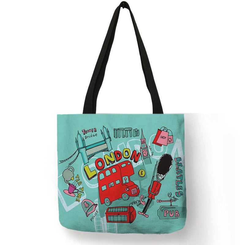 Women’s Medium Polyester Printing Basic Classic Style Square Open Shoulder Bag