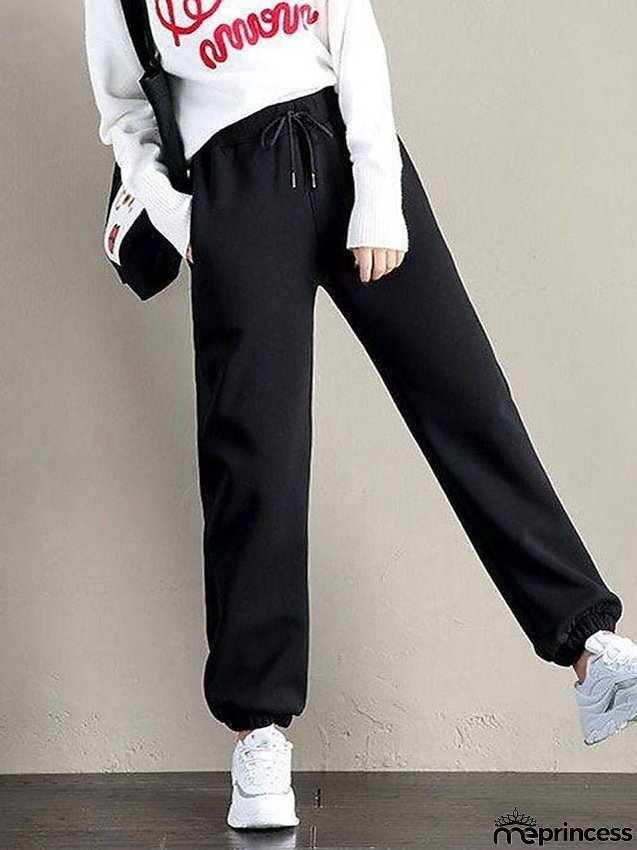 Women's Sweatpants Joggers Fleece Pants Fleece Lined Pink Grey Black Mid Waist Hip-hop Athleisure Leisure Sports