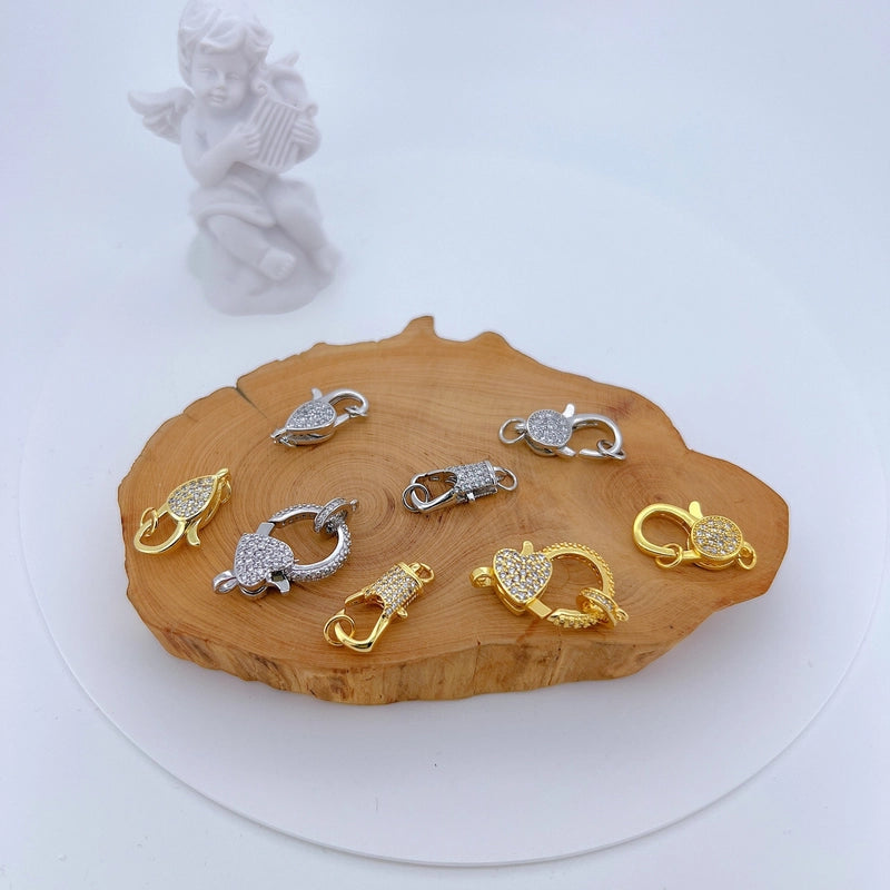 1 Piece 15 * 28mm Copper Zircon Heart Shape Jewelry Buckle Jewelry Accessories