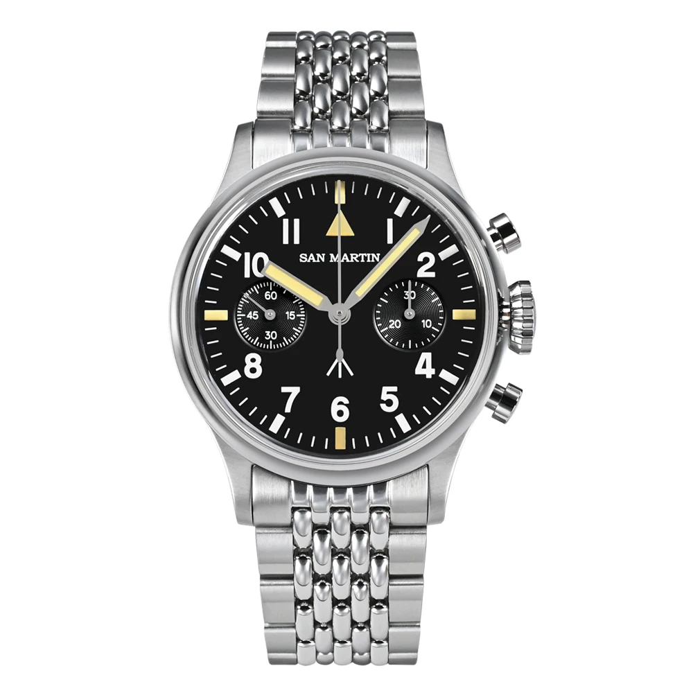 San Martin 38.5mm Mens Chronograph Pilot Watch SN0105-JS from the official product page