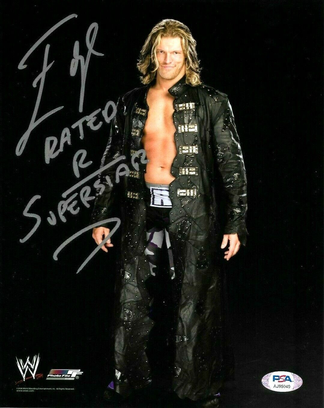 WWE EDGE HAND SIGNED RATED R SUPERSTAR INSCRIBED 8X10 Photo Poster painting WITH PSA DNA COA 10