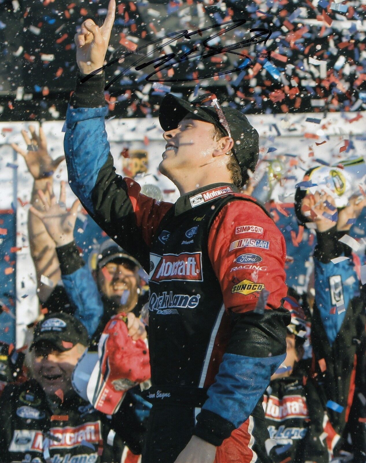 TREVOR BAYNE signed (NASCAR RACING CHAMPION) *DAYTONA 500* 8X10 Photo Poster painting W/COA #2