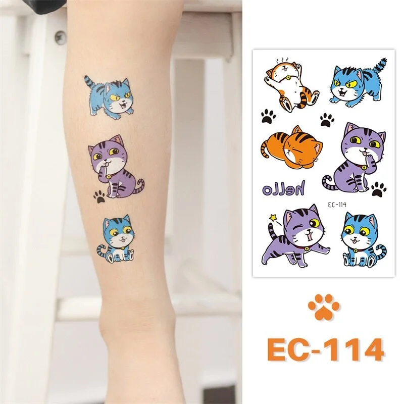 24 kinds Cute Cartoon Tattoo Stickers For Children faux tatouage temporaire Disposable Cat Dog Pets Temporary Waterproof