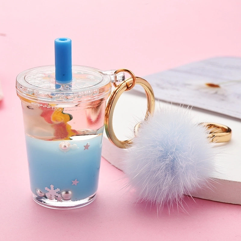 Cartoon Milk Tea Bottle Acrylic Keychain