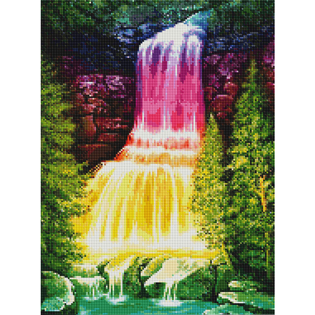 Алмазный водопад. Разноцветный водопад. Водопад Радужный. Алмазная вышивка водопад. Картины стразами водопады.