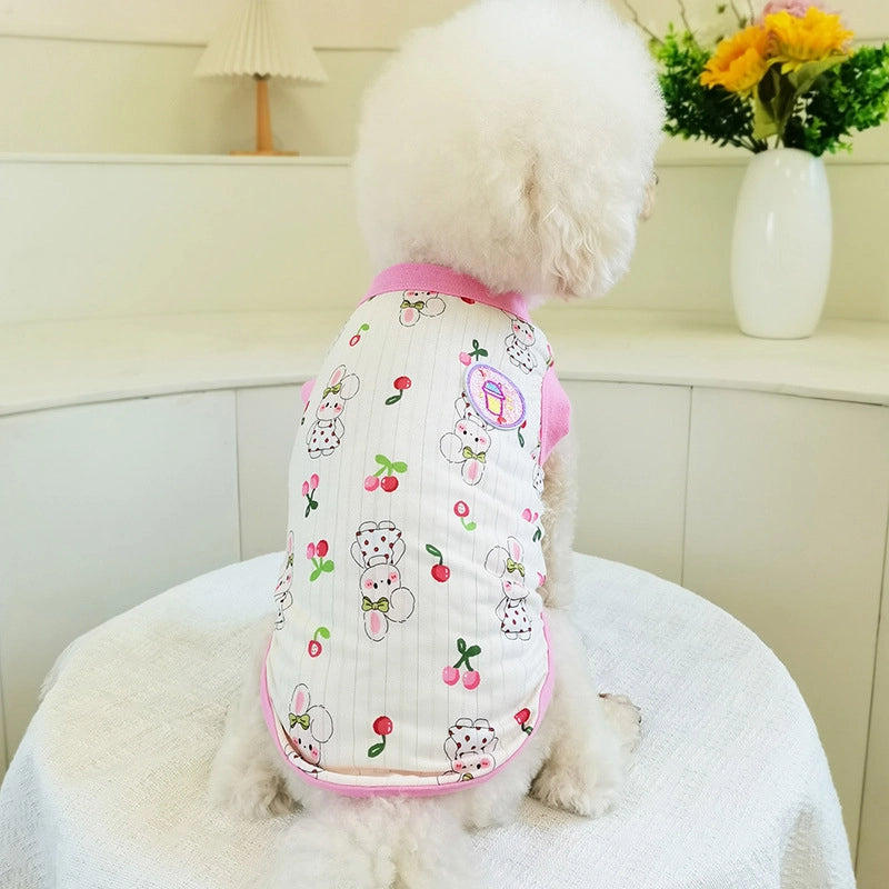 CQ837 Knitted Pit Cartoon Printed Vest [pet Cute Super Cute Pet Clothing Dog Clothes]]