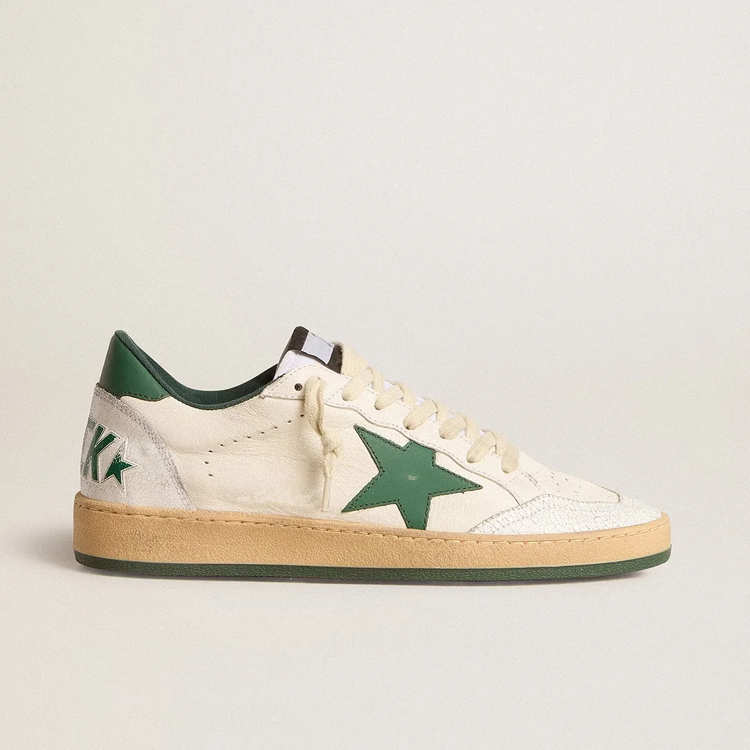 Gentlemen's Low Top Round Toe Stars Print Genuine Leather Causal Sport Sneakers 