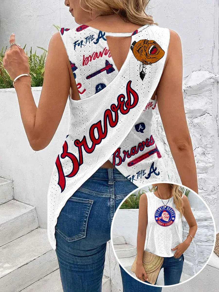 Style & Comfort for Mature Women Cut Out Wrap Cross Wrap Back Asymmetrical Hem Tank Top