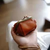 Customized Vintage Waxed Cowhide Bag Mini Coin Purse Headphone Storage Bag